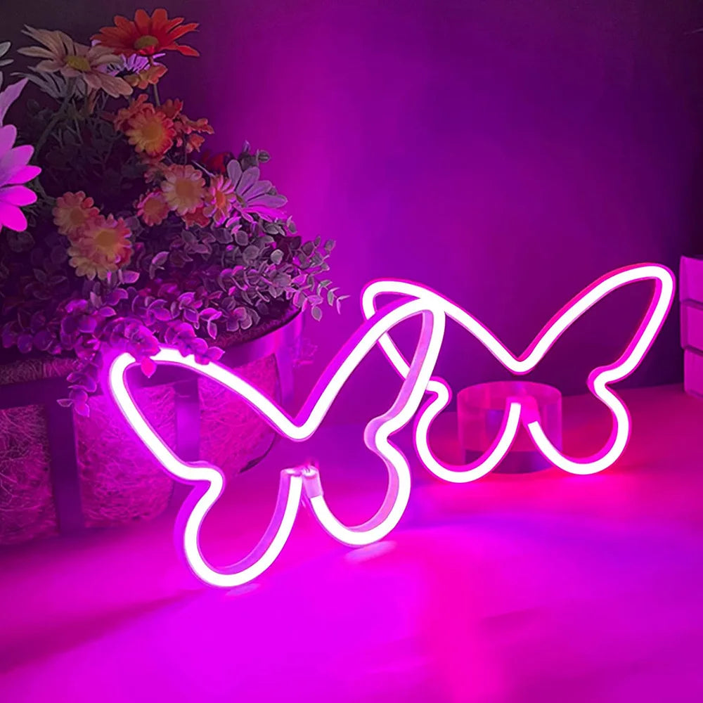 Butterfly Neon Sign USB/Battery Powered Cat LED Neon Light Skull Neon Lamp Wall Art Decor for Home - Il mio negozio