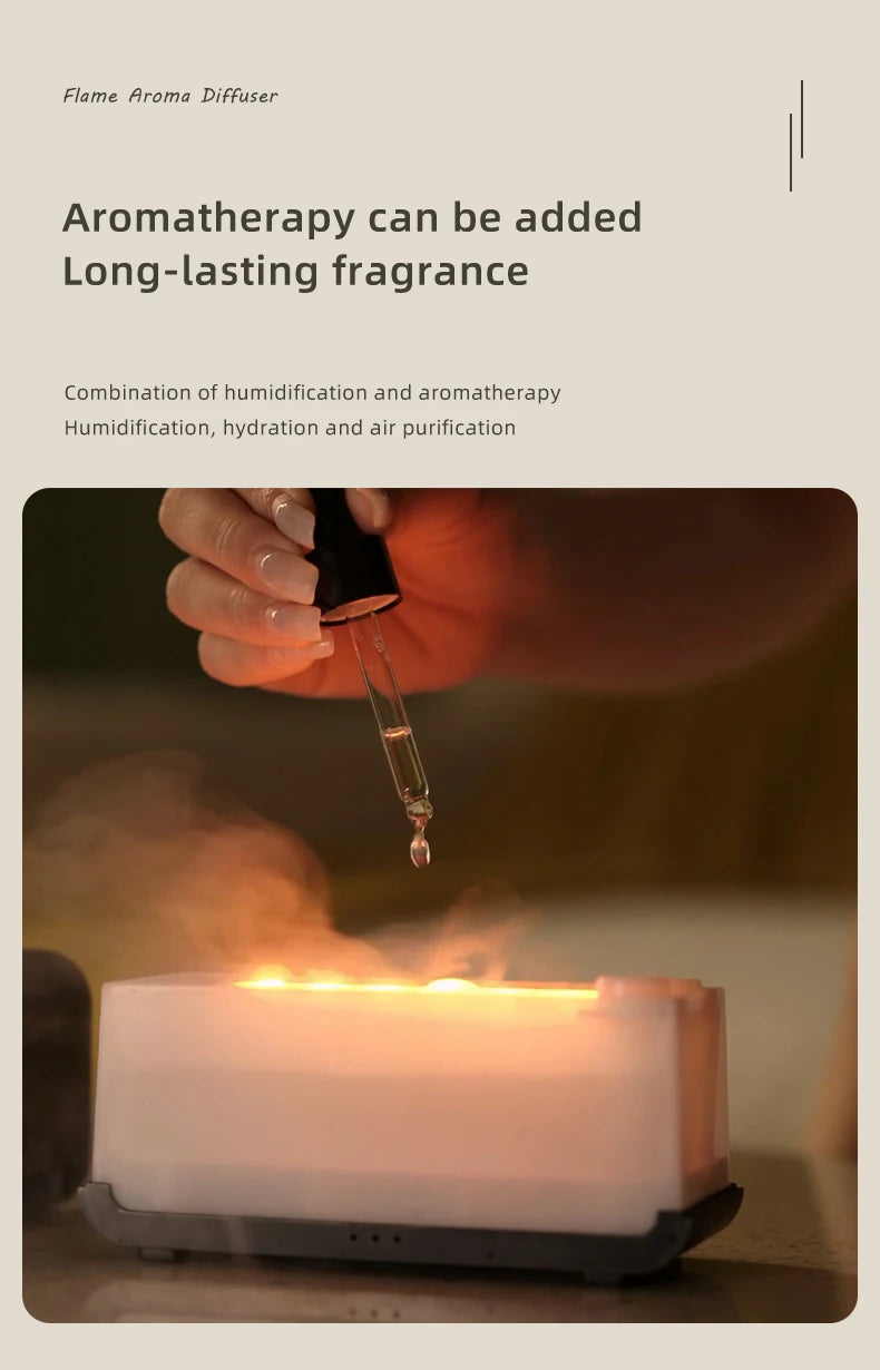 Aroma Diffuser Simulation Colorful Flame Air Humidifier Can add Essential Oil Timing Setting Ultrasonic Cool Mist Maker Fogger - Il mio negozio