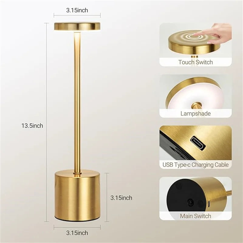 Lampe de Table classique, Rechargeable par USB, veilleuse à gradation continue, tactile, lampe de bureau, 3 couleurs, lampe de chevet, décoration de Bar d'hôtel