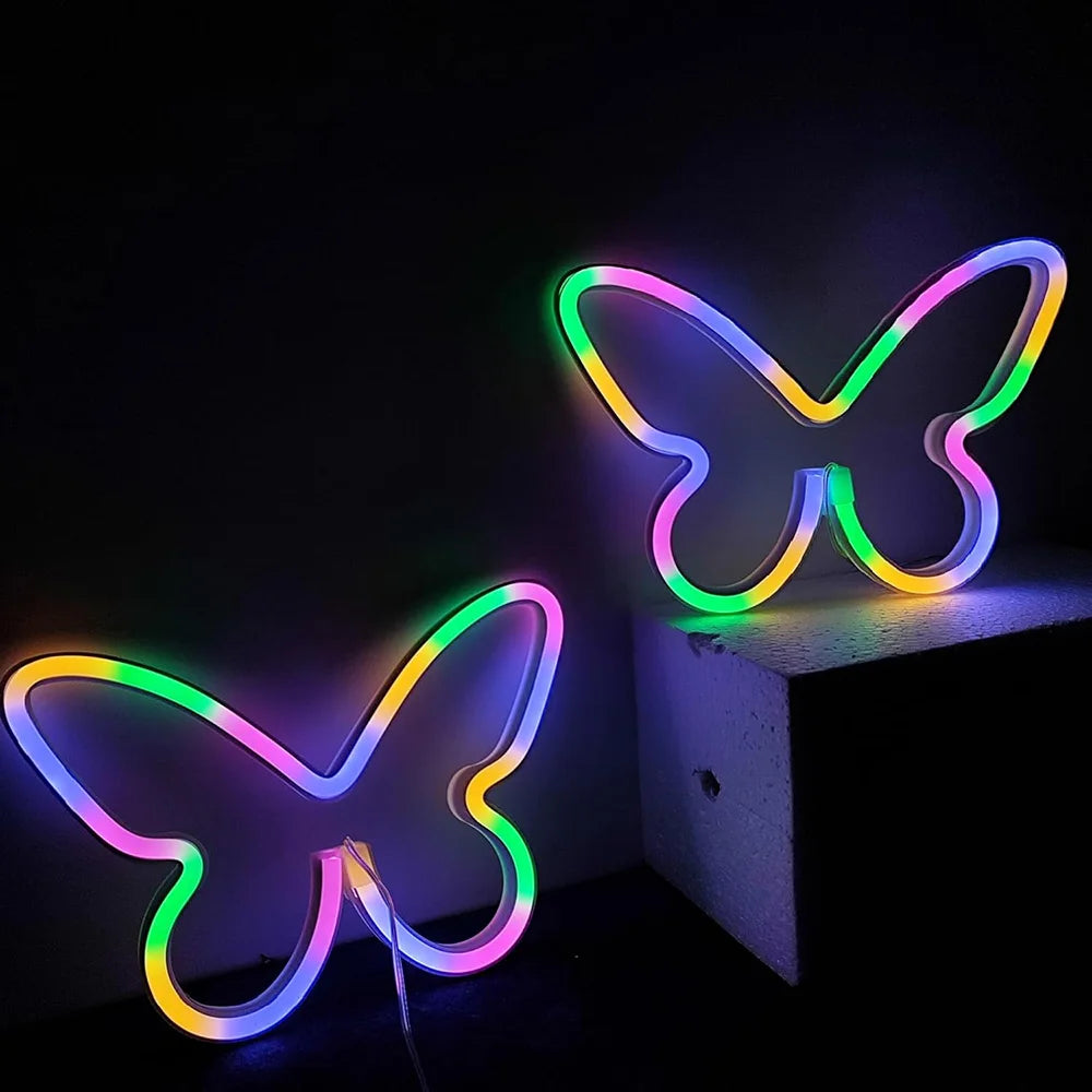 Butterfly Neon Sign USB/Battery Powered Cat LED Neon Light Skull Neon Lamp Wall Art Decor for Home - Il mio negozio