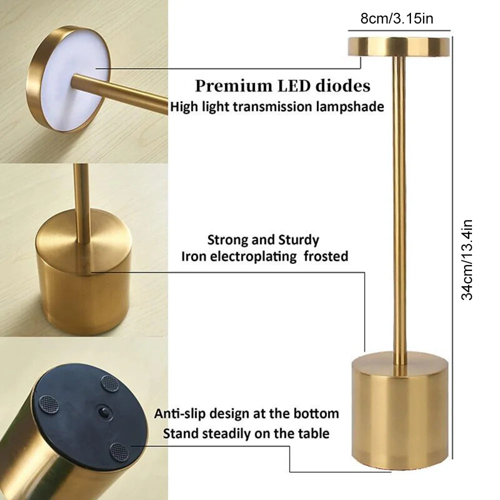 Lampe de Table classique, Rechargeable par USB, veilleuse à gradation continue, tactile, lampe de bureau, 3 couleurs, lampe de chevet, décoration de Bar d'hôtel