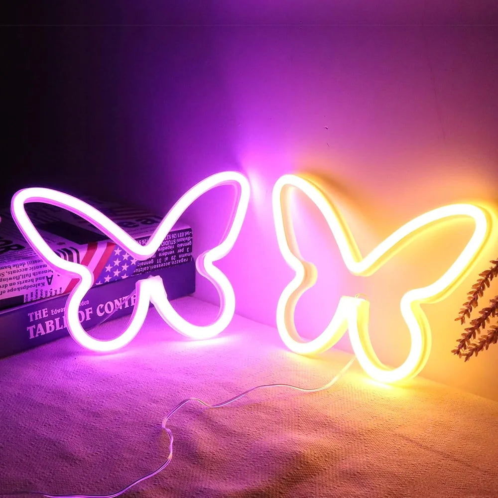 Butterfly Neon Sign USB/Battery Powered Cat LED Neon Light Skull Neon Lamp Wall Art Decor for Home - Il mio negozio