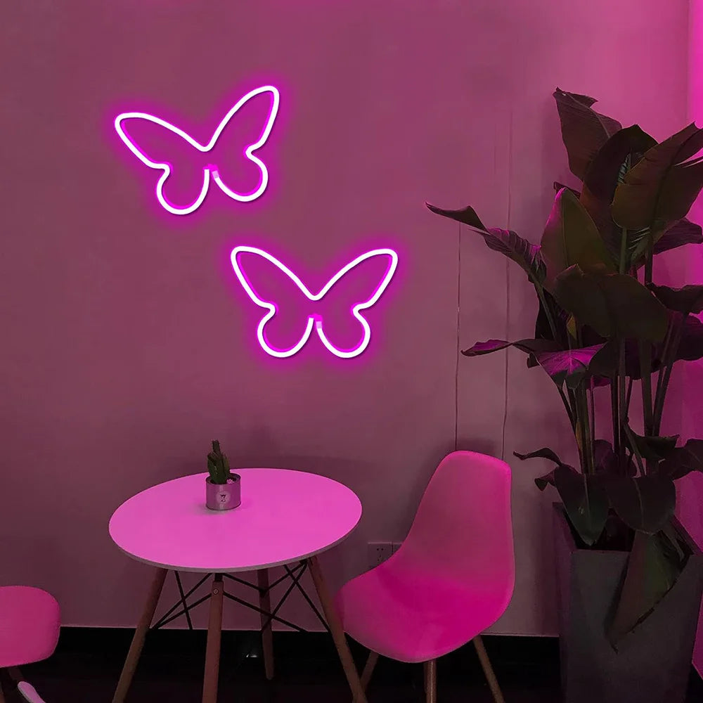 Butterfly Neon Sign USB/Battery Powered Cat LED Neon Light Skull Neon Lamp Wall Art Decor for Home - Il mio negozio