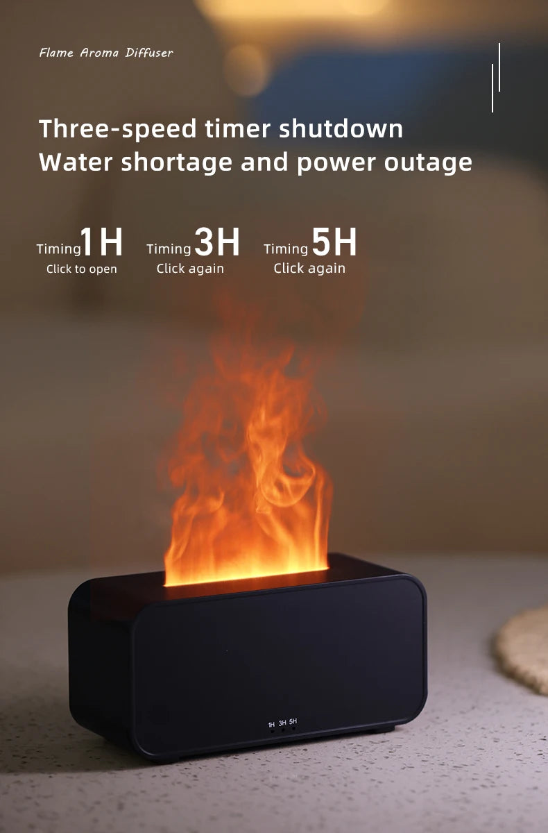 Aroma Diffuser Simulation Colorful Flame Air Humidifier Can add Essential Oil Timing Setting Ultrasonic Cool Mist Maker Fogger - Il mio negozio