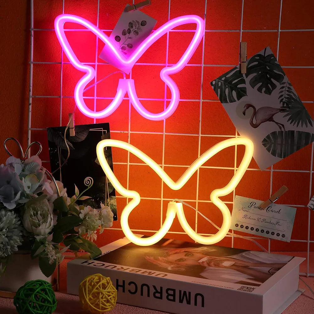 Butterfly Neon Sign USB/Battery Powered Cat LED Neon Light Skull Neon Lamp Wall Art Decor for Home - Il mio negozio