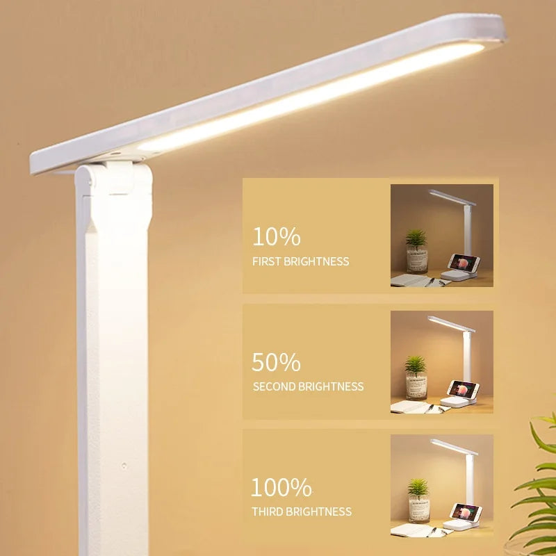 6000mAh Chargeable LED Table Lamp USB 3 Color Stepless Dimmable Desk Lamp Touch Foldable Eye Protection Reading Night Light - Il mio negozio