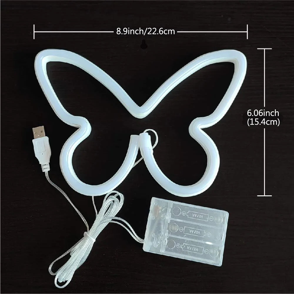 Butterfly Neon Sign USB/Battery Powered Cat LED Neon Light Skull Neon Lamp Wall Art Decor for Home - Il mio negozio
