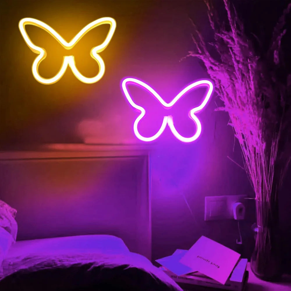Butterfly Neon Sign USB/Battery Powered Cat LED Neon Light Skull Neon Lamp Wall Art Decor for Home - Il mio negozio