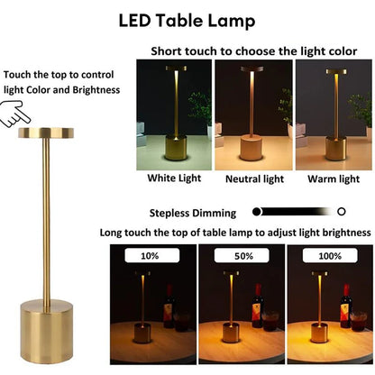 Lampe de Table classique, Rechargeable par USB, veilleuse à gradation continue, tactile, lampe de bureau, 3 couleurs, lampe de chevet, décoration de Bar d'hôtel
