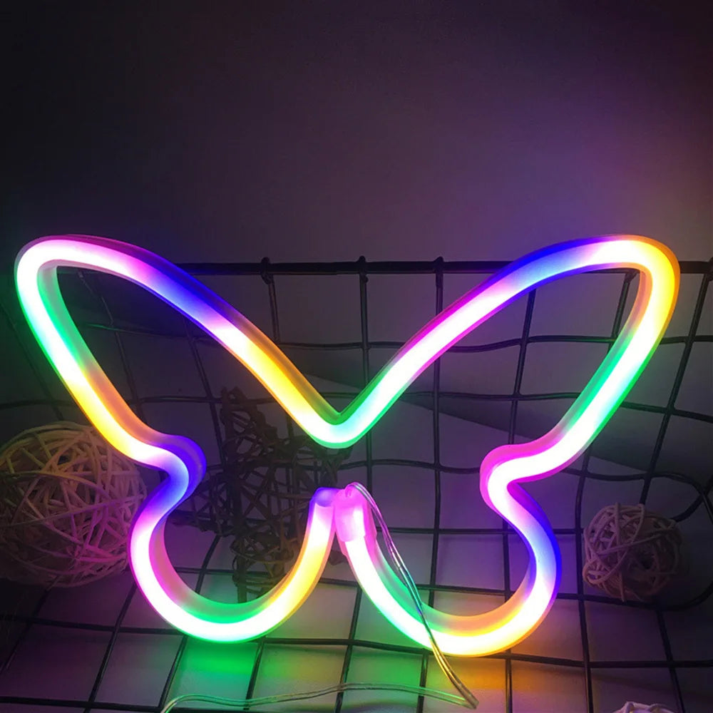 Butterfly Neon Sign USB/Battery Powered Cat LED Neon Light Skull Neon Lamp Wall Art Decor for Home - Il mio negozio