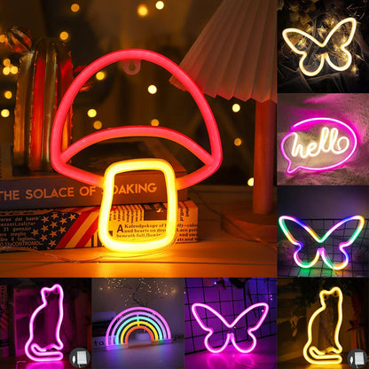 Butterfly Neon Sign USB/Battery Powered Cat LED Neon Light Skull Neon Lamp Wall Art Decor for Home - Il mio negozio