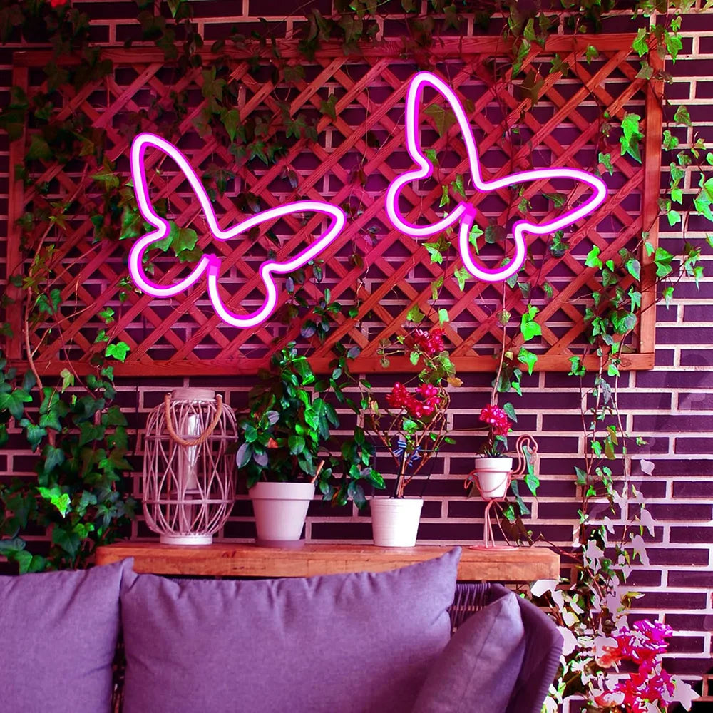 Butterfly Neon Sign USB/Battery Powered Cat LED Neon Light Skull Neon Lamp Wall Art Decor for Home - Il mio negozio