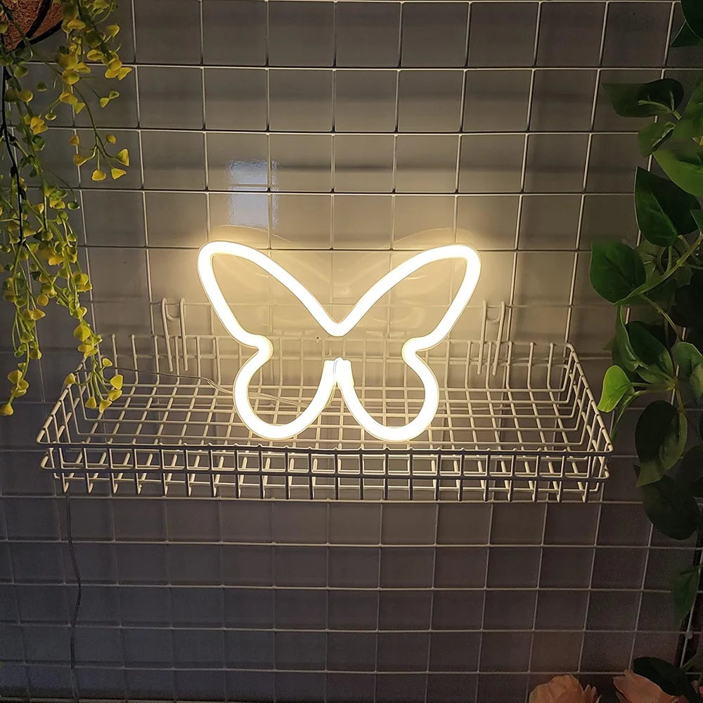 Butterfly Neon Sign USB/Battery Powered Cat LED Neon Light Skull Neon Lamp Wall Art Decor for Home - Il mio negozio